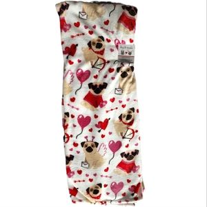 Pug Valentine's blanket